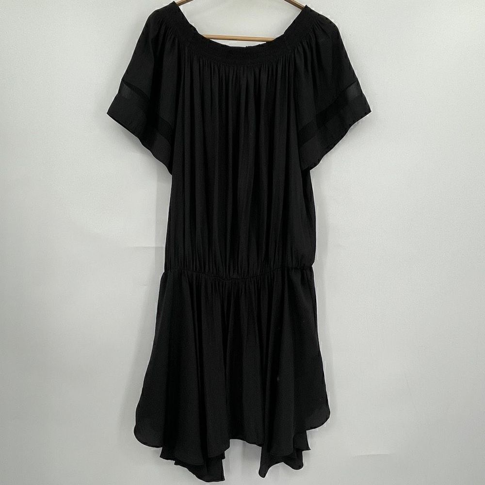 Ramy Brook New York Black Pleated Off The Shoulder Mini Dress Size Medium